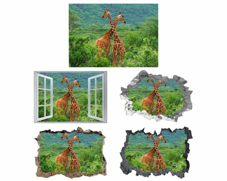 Giraffe Wall Decal - Self Adhesive Wall Decal, Animal Wall Decal, Bedroom Wall Sticker, Removable Vinyl, Wall Decoration