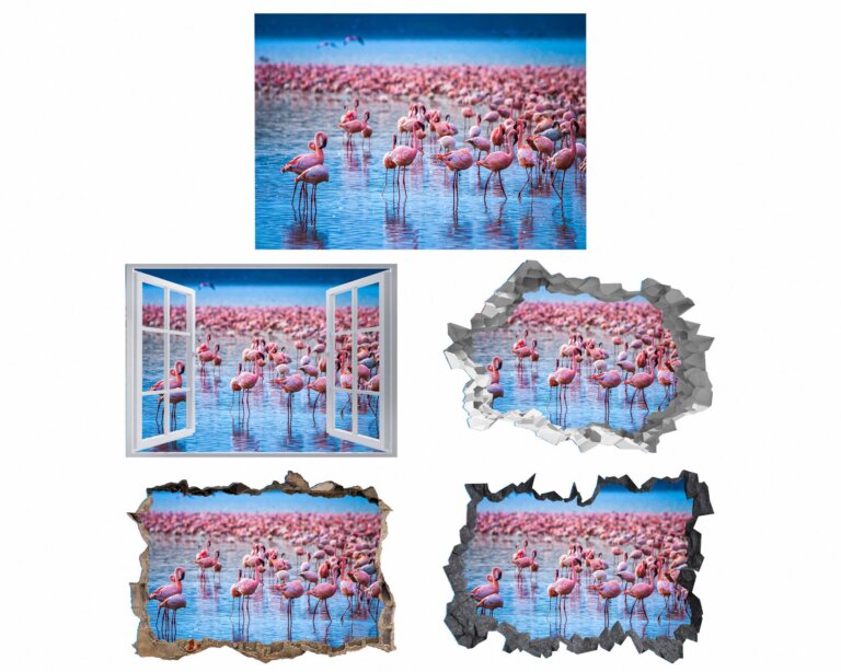 Flamingos Wall Sticker - Self Adhesive Wall Decal, Animal Wall Decal, Bedroom Wall Sticker, Removable Vinyl, Wall Decoration