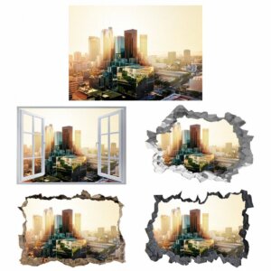 Singapore Wall Decor - Self Adhesive Wall Sticker, City Landscape Art, Wall Decoration, Removable Vinyl, Easy To Install