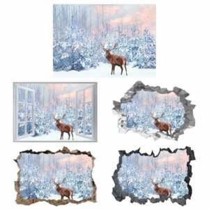 Deer Wall Art - Self Adhesive Wall Decal, Animal Wall Decal, Bedroom Wall Sticker, Removable Vinyl, Wall Decoration