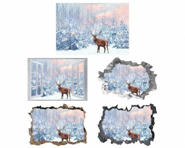Deer Wall Art - Self Adhesive Wall Decal, Animal Wall Decal, Bedroom Wall Sticker, Removable Vinyl, Wall Decoration