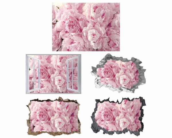 Peonies Wall Decal - Flower Wall Decal, Self Adhesive, Removable Vinyl, Easy to Install, Wall Decoration, Flower Wall Mural