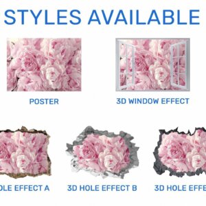 Peonies Wall Decal - Flower Wall Decal, Self Adhesive, Removable Vinyl, Easy to Install, Wall Decoration, Flower Wall Mural