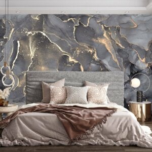 Dark Grey Marble Wallpaper - Self Adhesive Wallpaper, Wallpaper Bedrooms, Marble Wall Design, Wall Decor, Removable Wallpaper