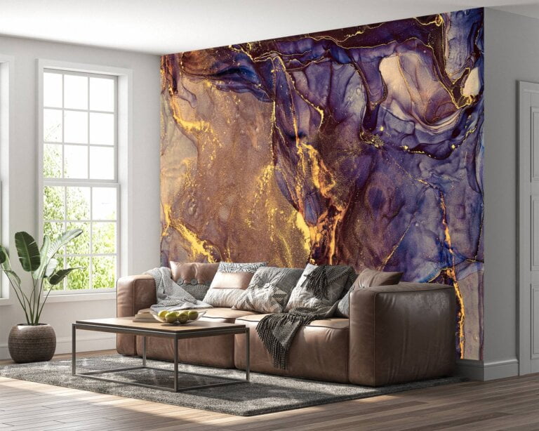 Dark Purple Marble Wallpaper - Peel and Stick Wallpaper, Office Wallpaper, Marble Wall Design, Wall Decoration, Removable Wallpaper