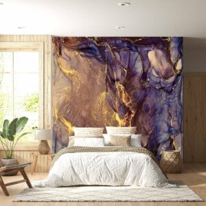 Dark Purple Marble Wallpaper - Peel and Stick Wallpaper, Office Wallpaper, Marble Wall Design, Wall Decoration, Removable Wallpaper