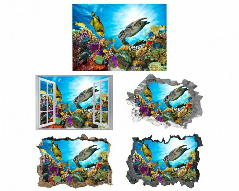 Coral Reef Wall Sticker - Vibrant Sea Life Wall Decal - Easy to Install - Perfect for Bedroom Wall Décor
