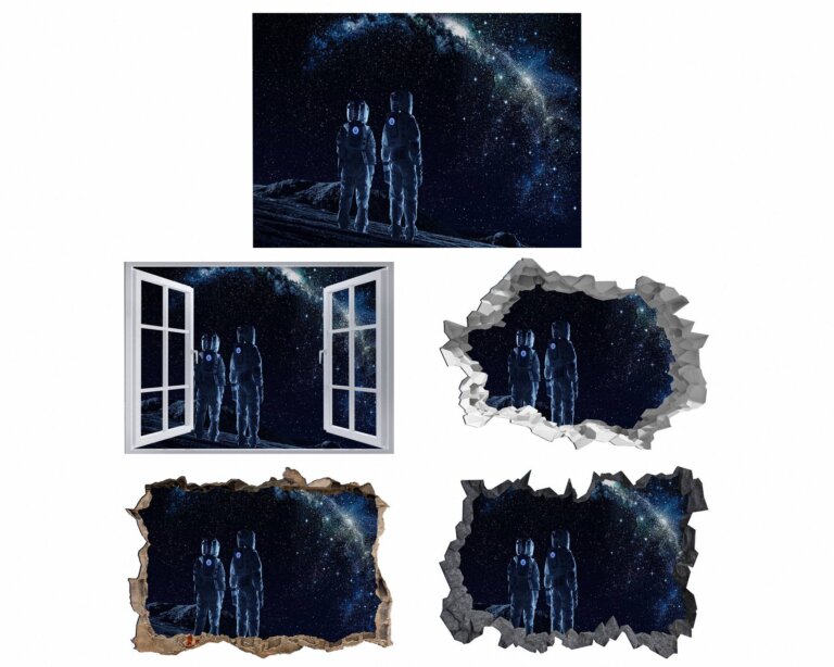 Astronauts Wall Decal - Space Wall Décor - Easy to Apply and Remove - Ideal for Room Décor