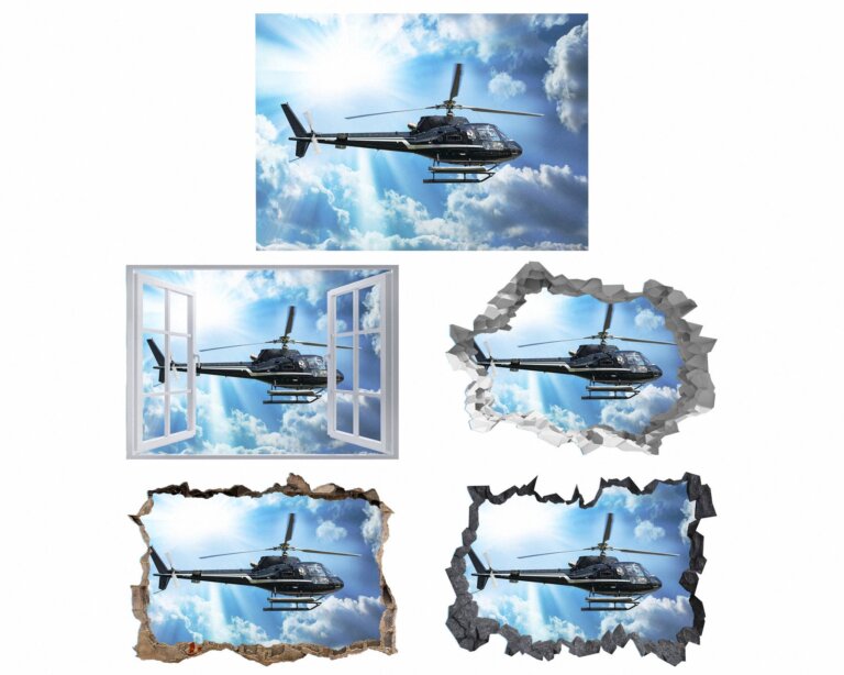 Helicopter Wall Art - Plane Wall Sticker, Vinyl Sticker, Bedroom Wall Decor, Self Adhesive Wall Sticker, Living Room Wall Art, Office Wall Sticker