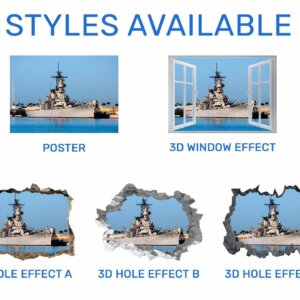 Battleship Wall Decal - Self-Adhesive Vinyl Sticker - Ideal for Room Décor - Easy to Apply and Remove