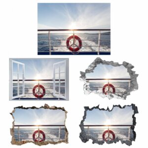 Ship Wall Art - Self-Adhesive Vinyl Sticker - Ideal for Room Décor - Easy to Apply and Remove