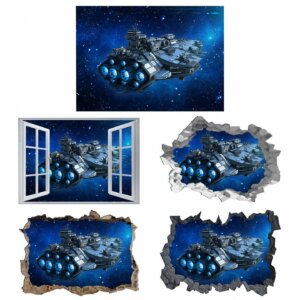Spaceship Wall Sticker - Space Wall Decor - Ideal for Living Room Wall Decals - Easy to Apply and Remove