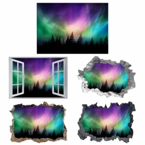 Aurora Borealis Wall Art - Peel and Stick Wall Decal, Nature Wall Sticker, Vinyl Wall Decal, Wall Decor for Bedroom, Easy To apply, Wall Decor, Living Room Wall Sticker