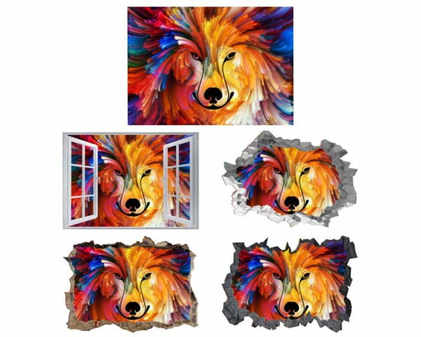Abstract Wolf - Self Adhesive Wall Sticker, Abstract Wall Décor, Vedroom Wall Decal, Vinyl Sticker, Art Print, Room Décor