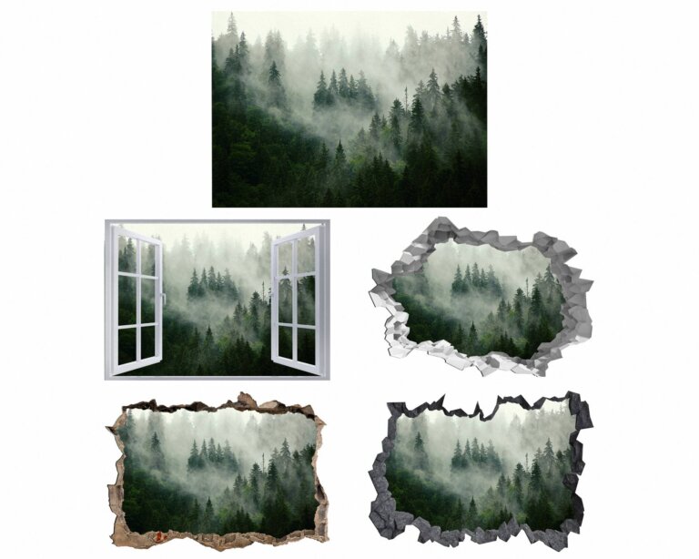 Misty Forest Wall Art - Self Adhesive Wall Sticker, Vinyl Wall Decal ,Nature Wall Sticker, Wall Decor for Bedroom, Easy To apply, Wall Decor, Living Room Wall Sticker