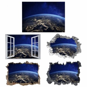 Planet Earth Wall Decal - Galaxy Wall Décor - Ideal for Living Room Wall Sticker - Easy to Apply and Remove