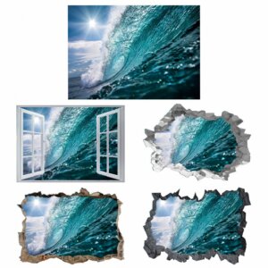 Ocean Wall Decal - Self-Adhesive Vinyl Sticker - Ideal for Room Décor - Easy to Apply and Remove