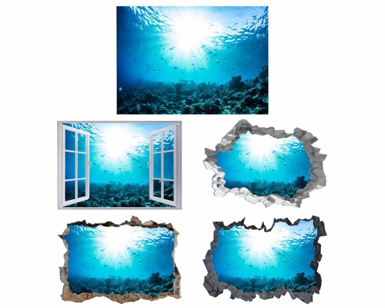 Sunken Treasure Wall Sticker Decal - Underwater Escape Art Mural - Playful Design - Bedroom Wall Décor