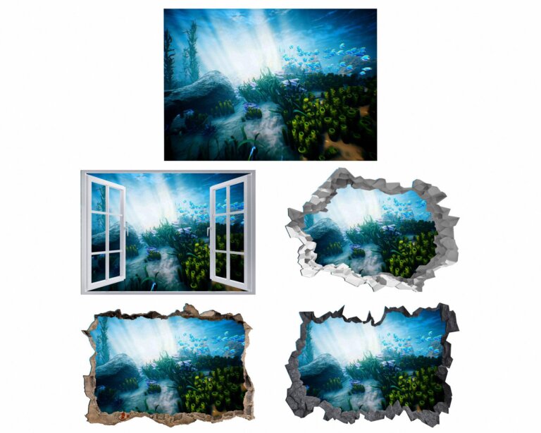 Underwater Ocean Life Wall Sticker - Peel and Stick Removable Wall Art - Printable Ocean Wall Art - Perfect for Bedroom and Living Room Wall Decoration
