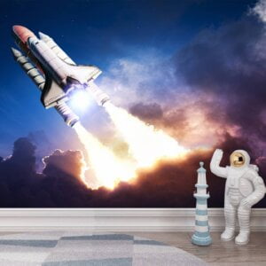 Close-up of Removable Vinyl Wall Decal with Space Shuttle Design