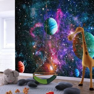 Peel and Stick Wall Mural of Solar System Orbits in Children's Room