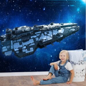 Close-up of Removable Vinyl Wall Decor with Space Cruiser Design