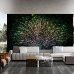 Waterproof peacock-themed wall decor