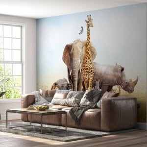 Close-up of detailed safari animals wallpaper design