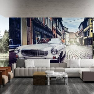 Mural roll showcasing classic car designs