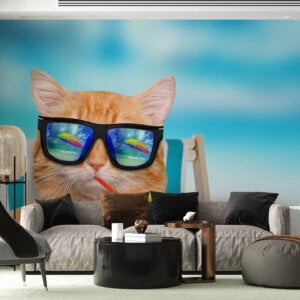 Waterproof cat-themed wallpaper