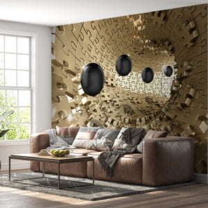 Mesmerizing 3D effect in gold and black mural
