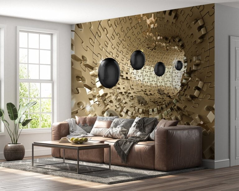 Mesmerizing 3D effect in gold and black mural