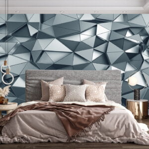 Waterproof silver wallpaper with 3D design