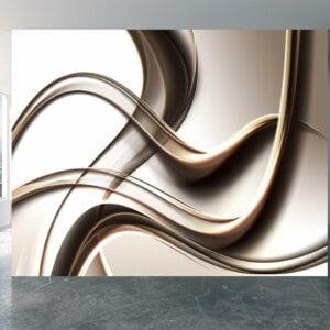 Abstract 3D gold waves design wall mural