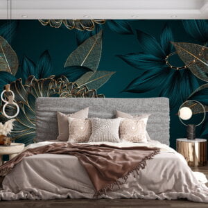Rolled-up waterproof chrysanthemums flowers bedroom wall mural.
