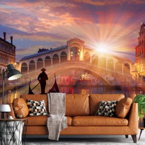 Self-adhesive mural capturing the romance of Venice's iconic bridge