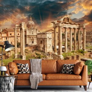 Waterproof vinyl decor depicting the heart of Rome from above