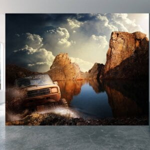 Room transformed with 4x4 offroad nature mural