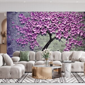 Self-adhesive wallpaper showcasing an artistic tree design