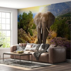Close-up of detailed elephant wall decor design