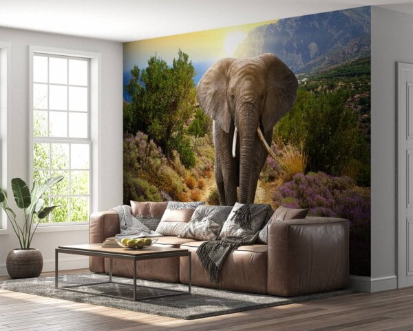 Close-up of detailed elephant wall decor design
