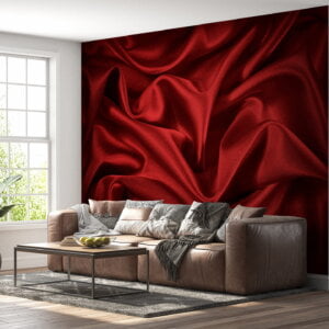 Wall mural showcasing the luxurious sheen of red satin