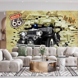 Mural roll showcasing classic car designs