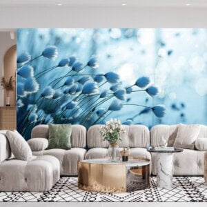 Waterproof home wall mural with delicate cotton grass patterns.