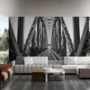 Waterproof vinyl decor depicting a bygone era of railway bridges