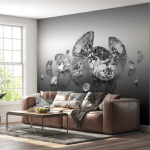 Wall mural showcasing structured greyscale diamonds
